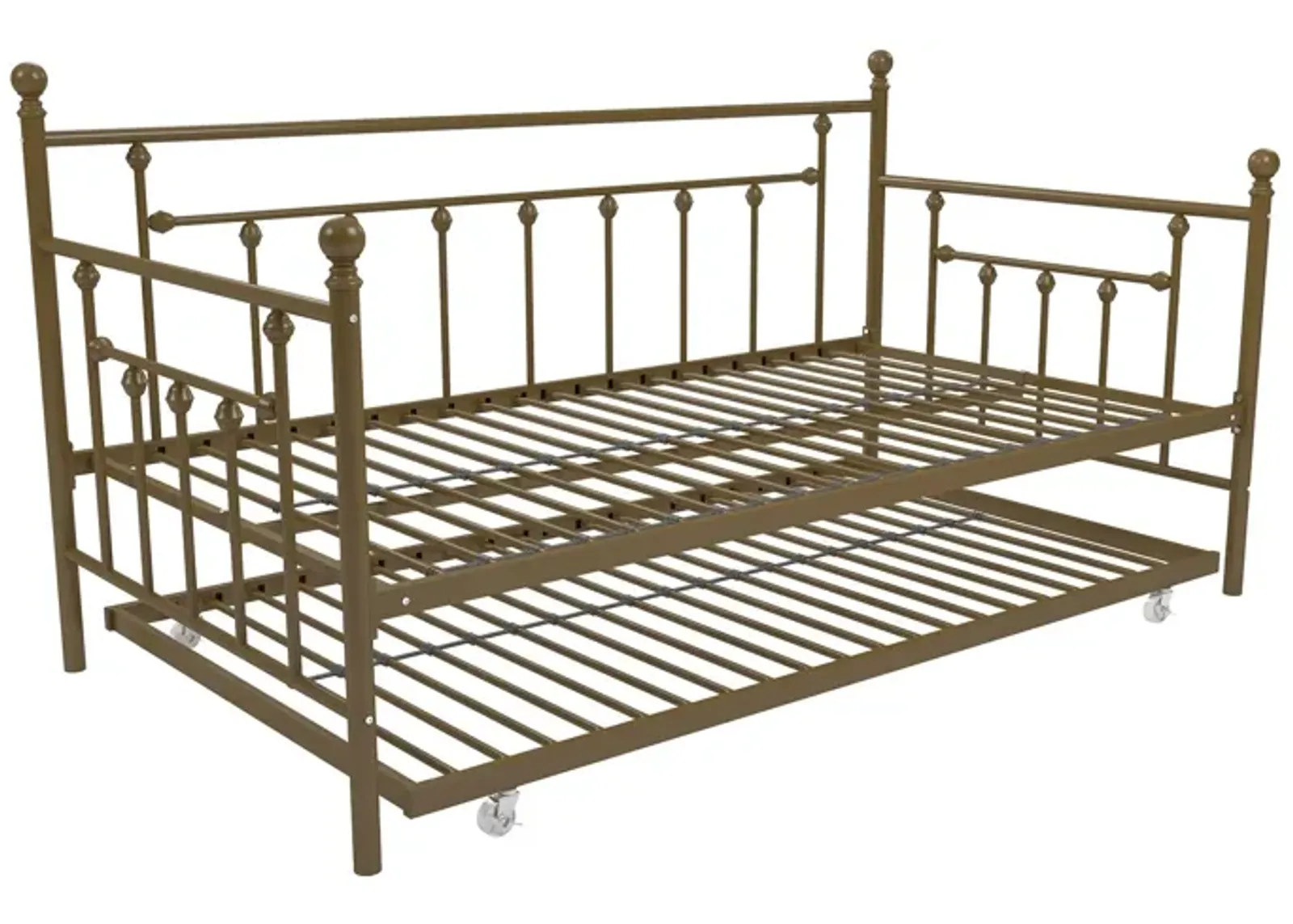 Manila Metal Daybed and Trundle Set with Sturdy Metal Frame and Slats