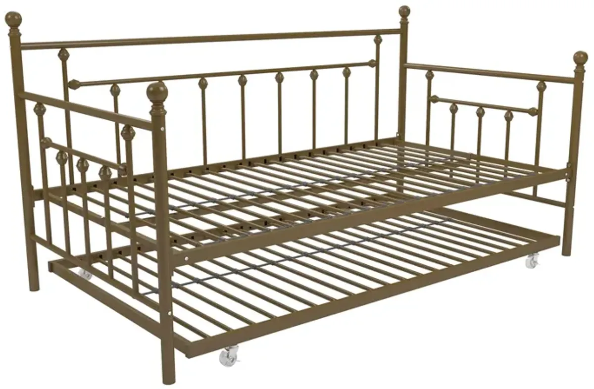 Manila Metal Daybed and Trundle Set with Sturdy Metal Frame and Slats