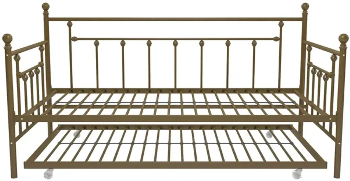 Manila Metal Daybed and Trundle Set with Sturdy Metal Frame and Slats