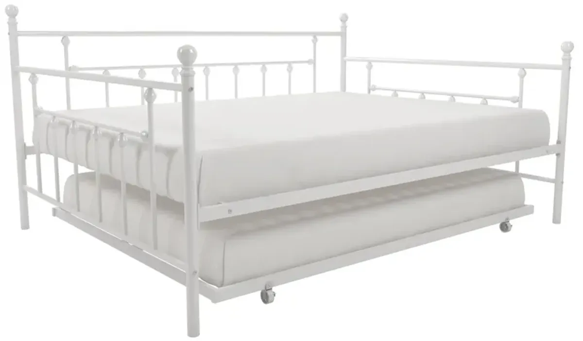 Manila Metal Daybed and Trundle Set with Sturdy Metal Frame and Slats