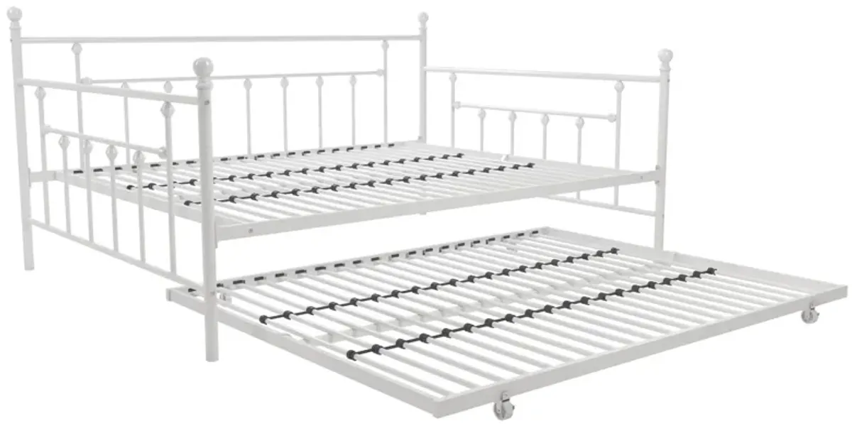 Manila Metal Daybed and Trundle Set with Sturdy Metal Frame and Slats