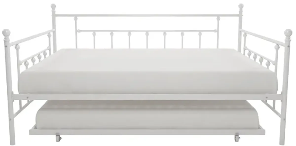 Manila Metal Daybed and Trundle Set with Sturdy Metal Frame and Slats