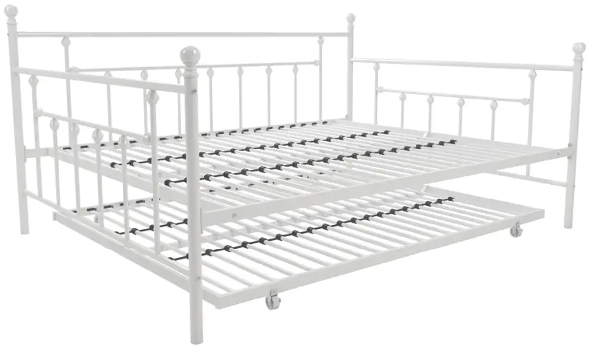 Manila Metal Daybed and Trundle Set with Sturdy Metal Frame and Slats