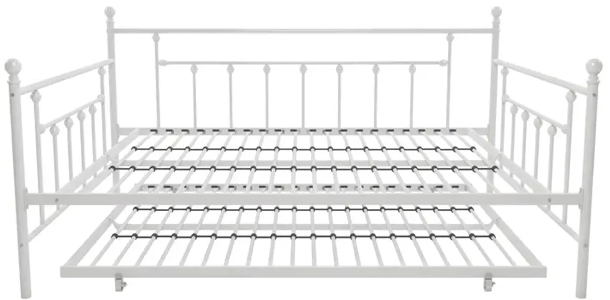 Manila Metal Daybed and Trundle Set with Sturdy Metal Frame and Slats