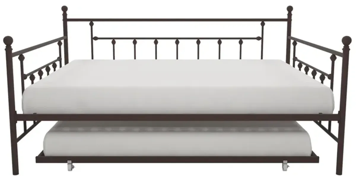 Manila Metal Daybed and Trundle Set with Sturdy Metal Frame and Slats