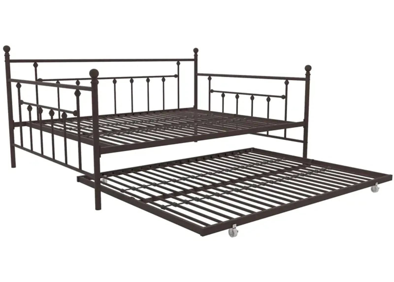 Manila Metal Daybed and Trundle Set with Sturdy Metal Frame and Slats