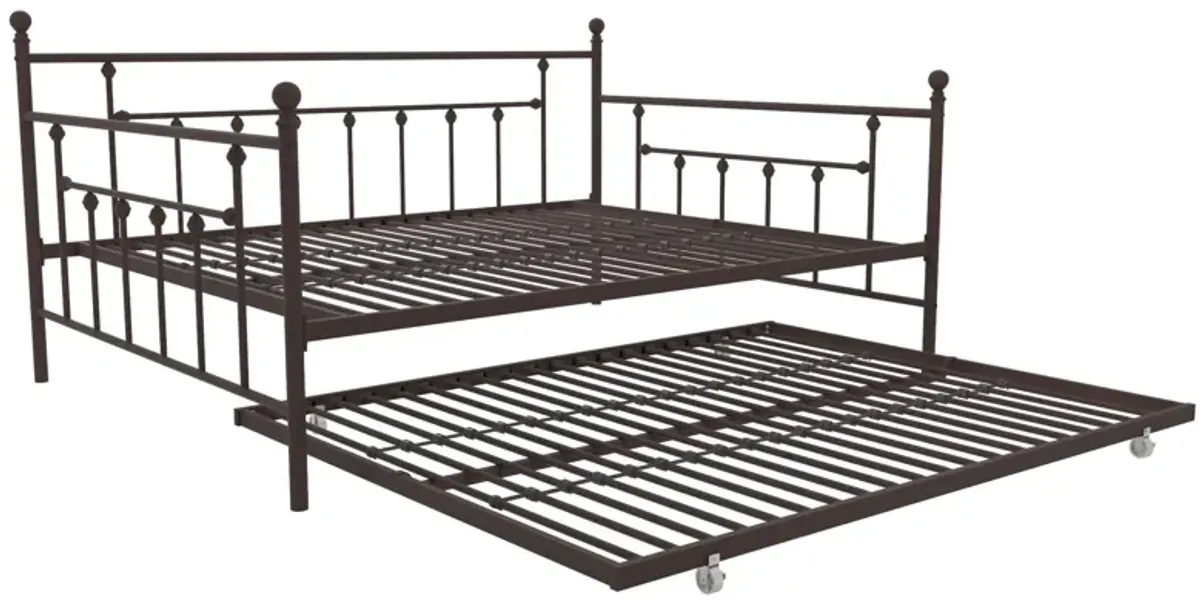 Manila Metal Daybed and Trundle Set with Sturdy Metal Frame and Slats