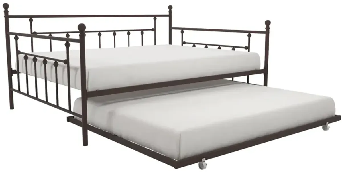 Manila Metal Daybed and Trundle Set with Sturdy Metal Frame and Slats