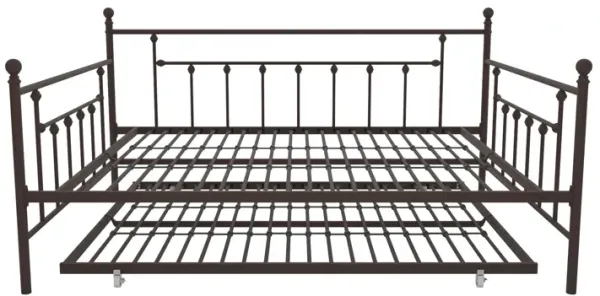 Manila Metal Daybed and Trundle Set with Sturdy Metal Frame and Slats