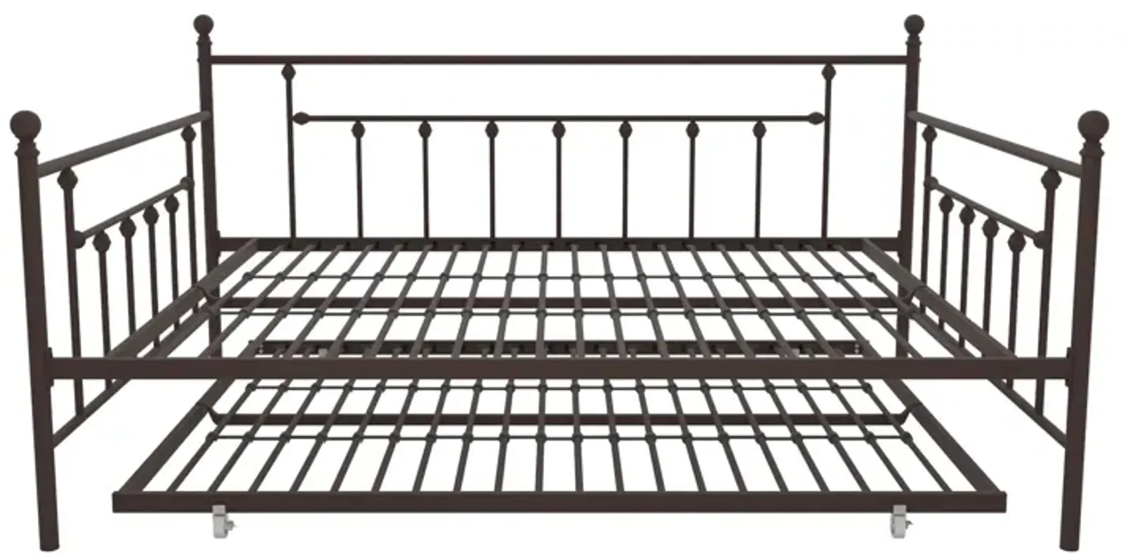 Manila Metal Daybed and Trundle Set with Sturdy Metal Frame and Slats