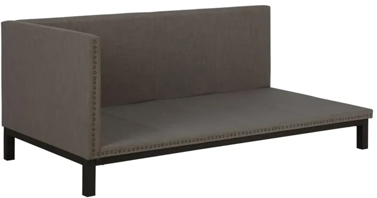 Mid Century Upholstered Modern Daybed with Horizontal Tufted Headboard