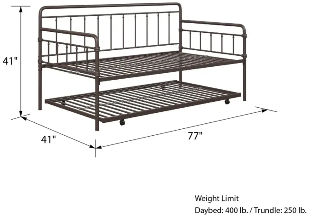 Wallace Spindle Metal Daybed and Trundle Set