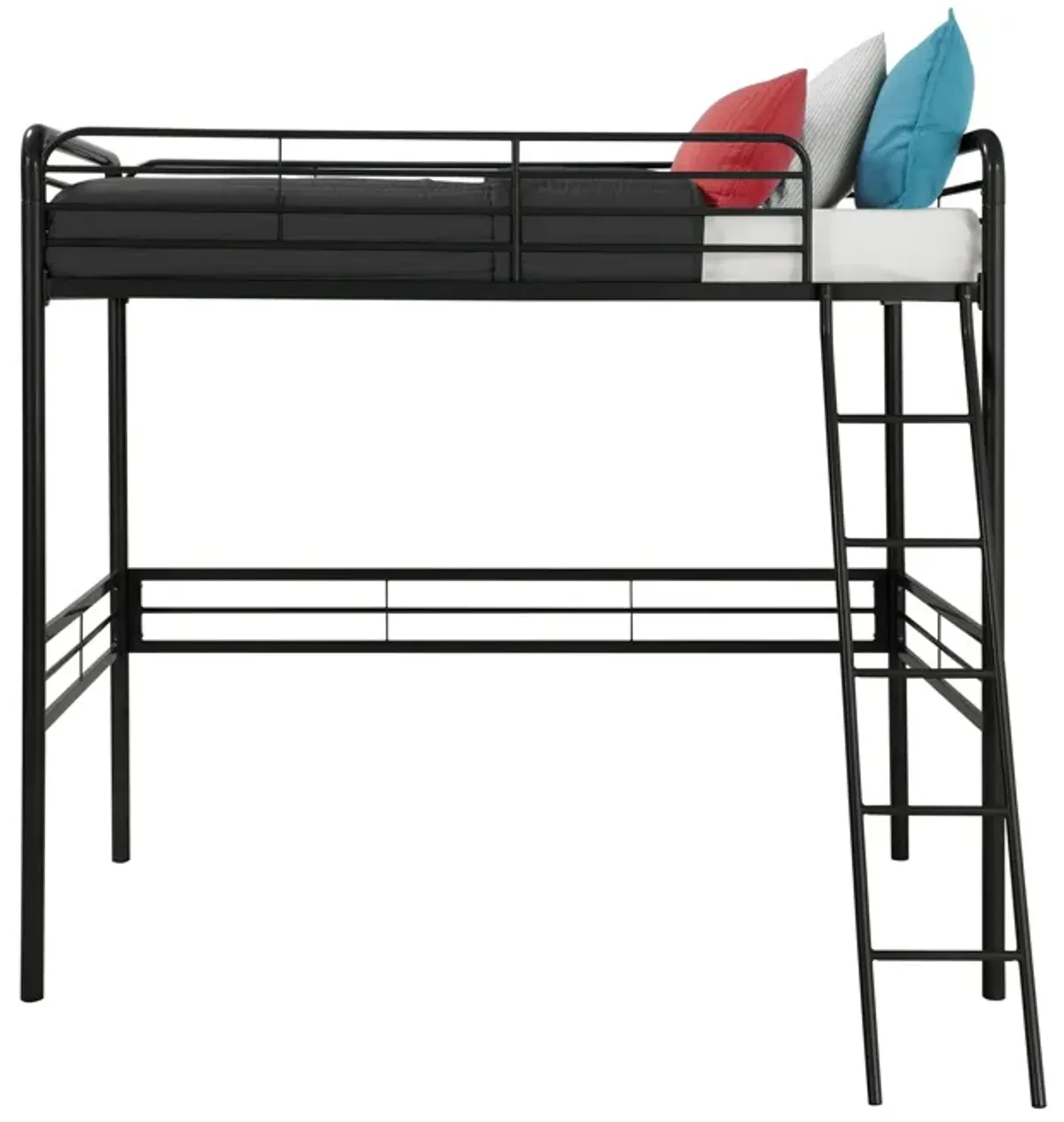 Tommy Metal Twin Loft Bed with Secured and Slanted Ladder