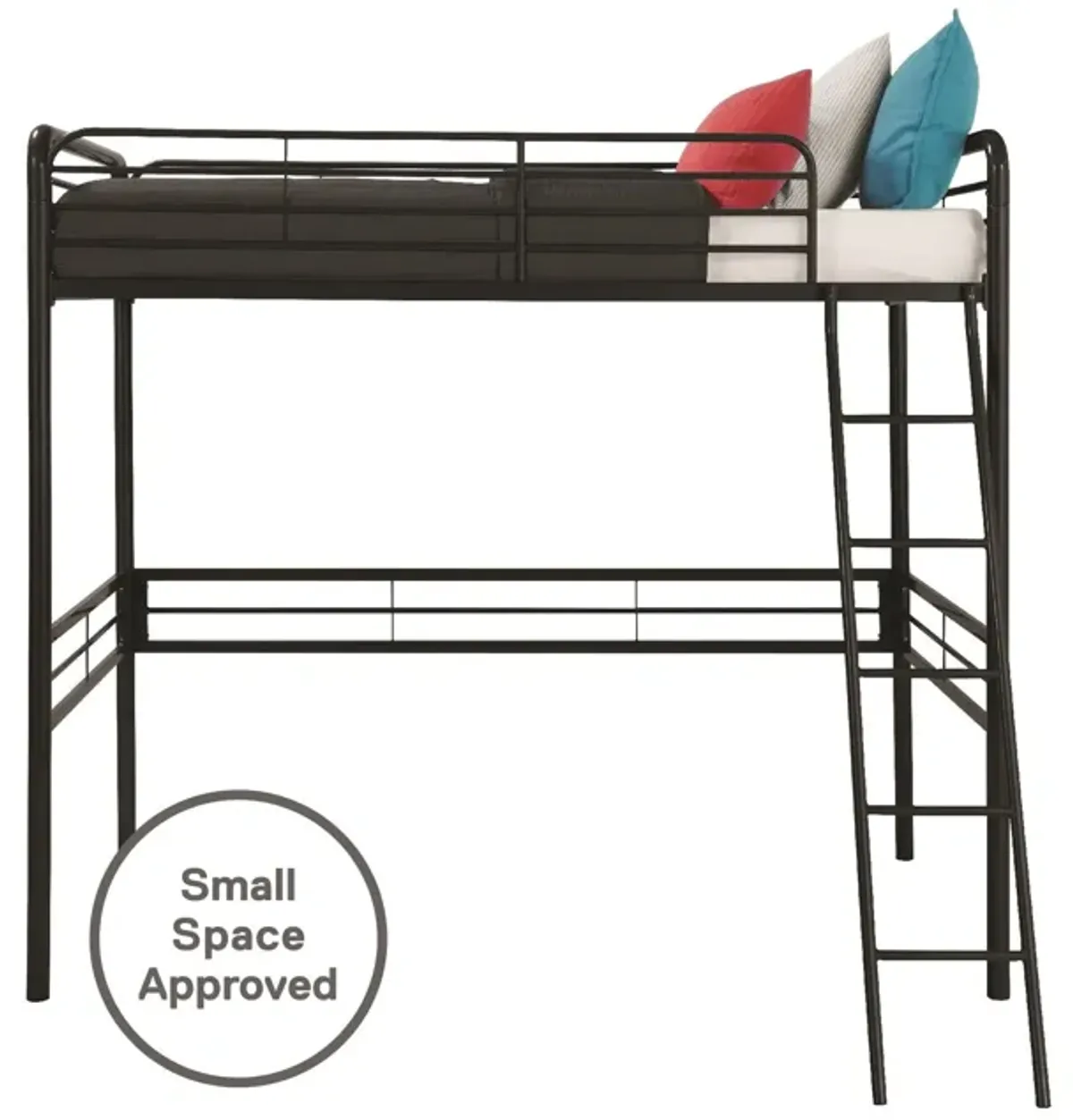 Tommy Metal Twin Loft Bed with Secured and Slanted Ladder