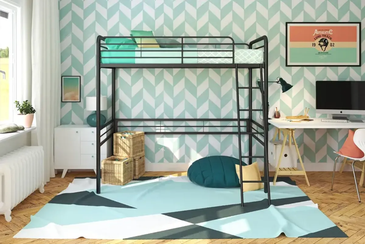 Tommy Metal Twin Loft Bed with Secured and Slanted Ladder