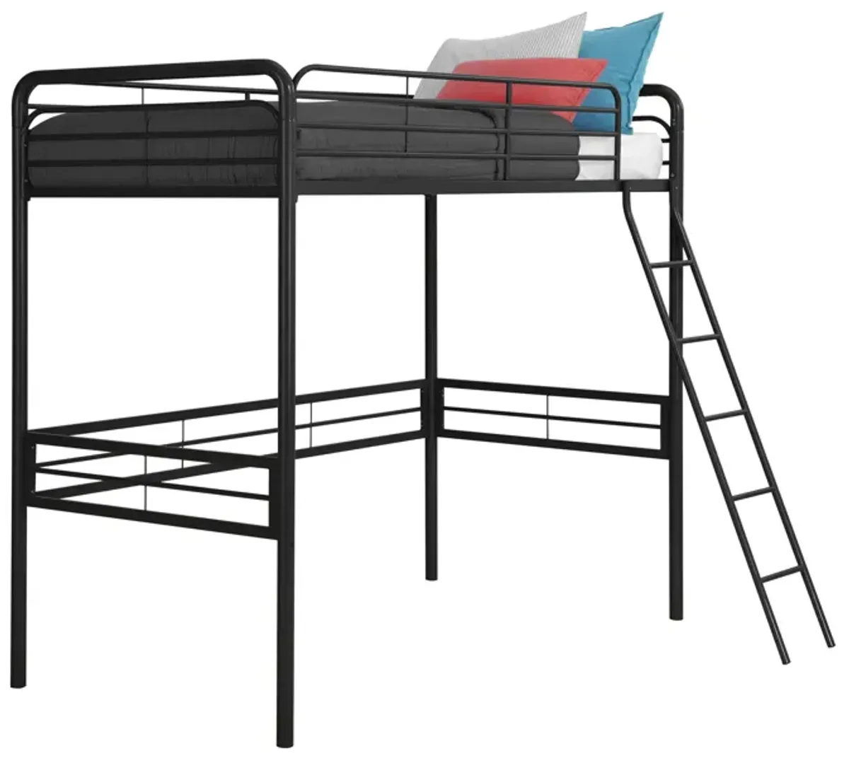 Tommy Metal Twin Loft Bed with Secured and Slanted Ladder