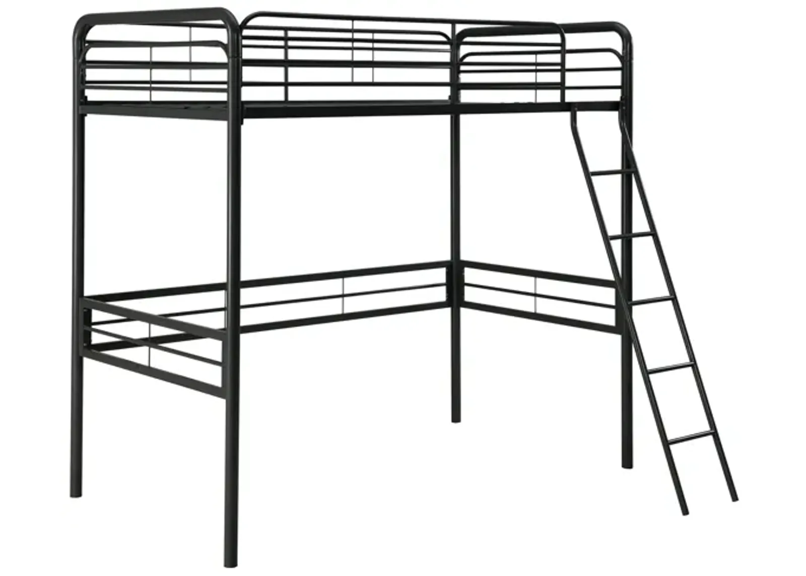 Tommy Metal Twin Loft Bed with Secured and Slanted Ladder