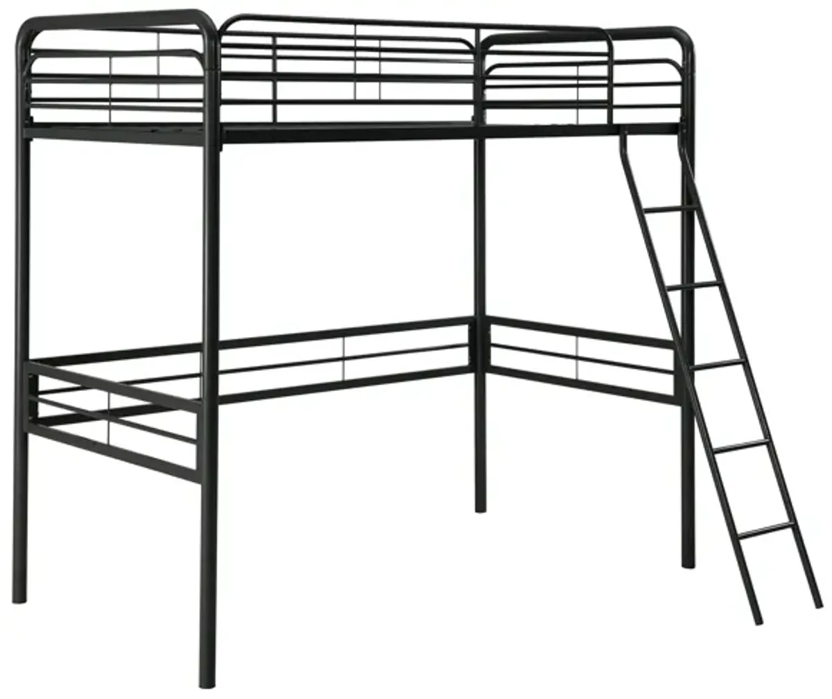 Tommy Metal Twin Loft Bed with Secured and Slanted Ladder