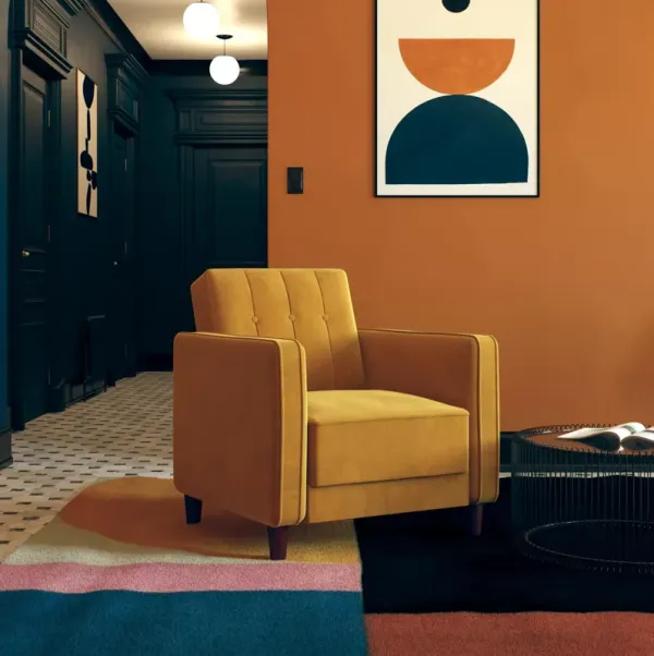 Pin Tufted Accent Chair with Wide-Track Arms and Vertical Stitching