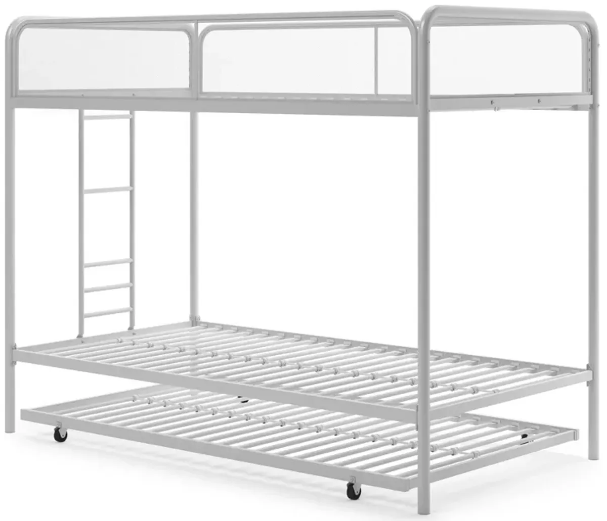 Triple Metal Twin over Twin Bunk Bed with Trundle and Integrated Ladder