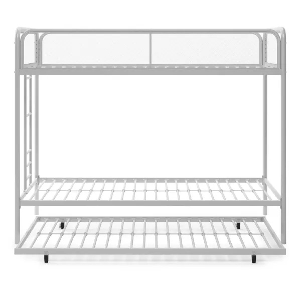 Triple Metal Twin over Twin Bunk Bed with Trundle and Integrated Ladder