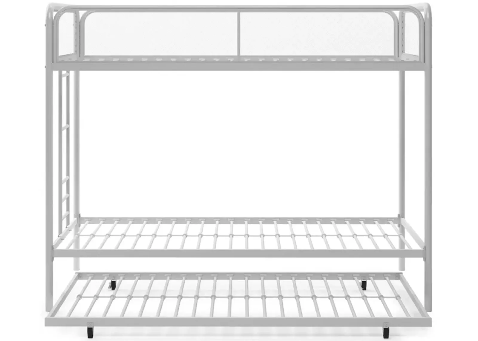 Triple Metal Twin over Twin Bunk Bed with Trundle and Integrated Ladder