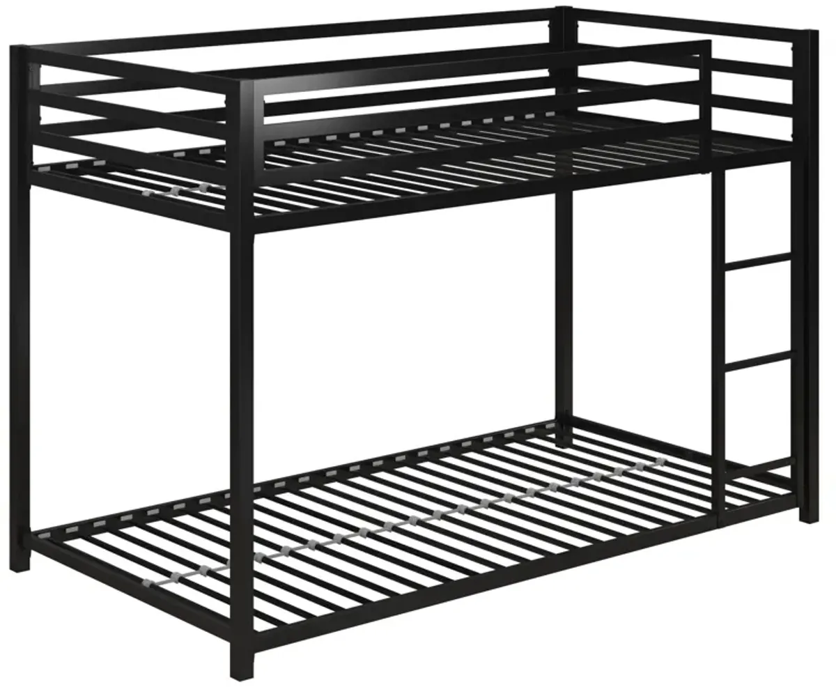 Miles Twin Over Twin Metal Bunk Bed with Metal Slats and Integrated Ladder