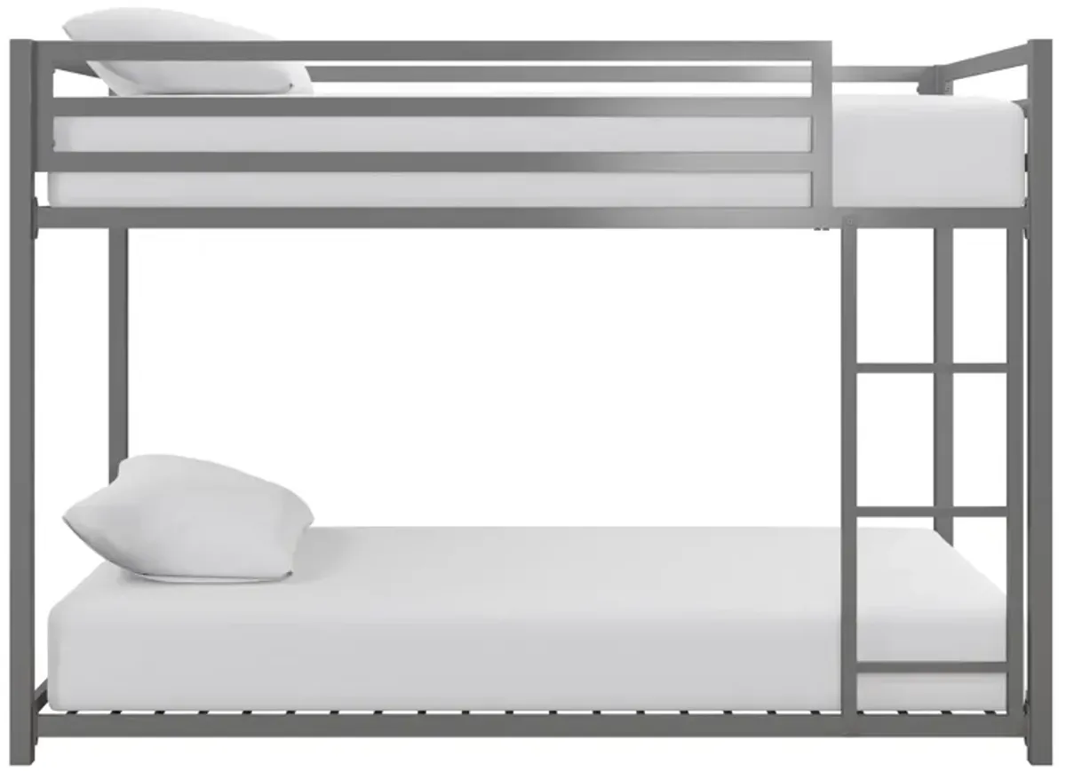 Miles Twin Over Twin Metal Bunk Bed with Metal Slats and Integrated Ladder