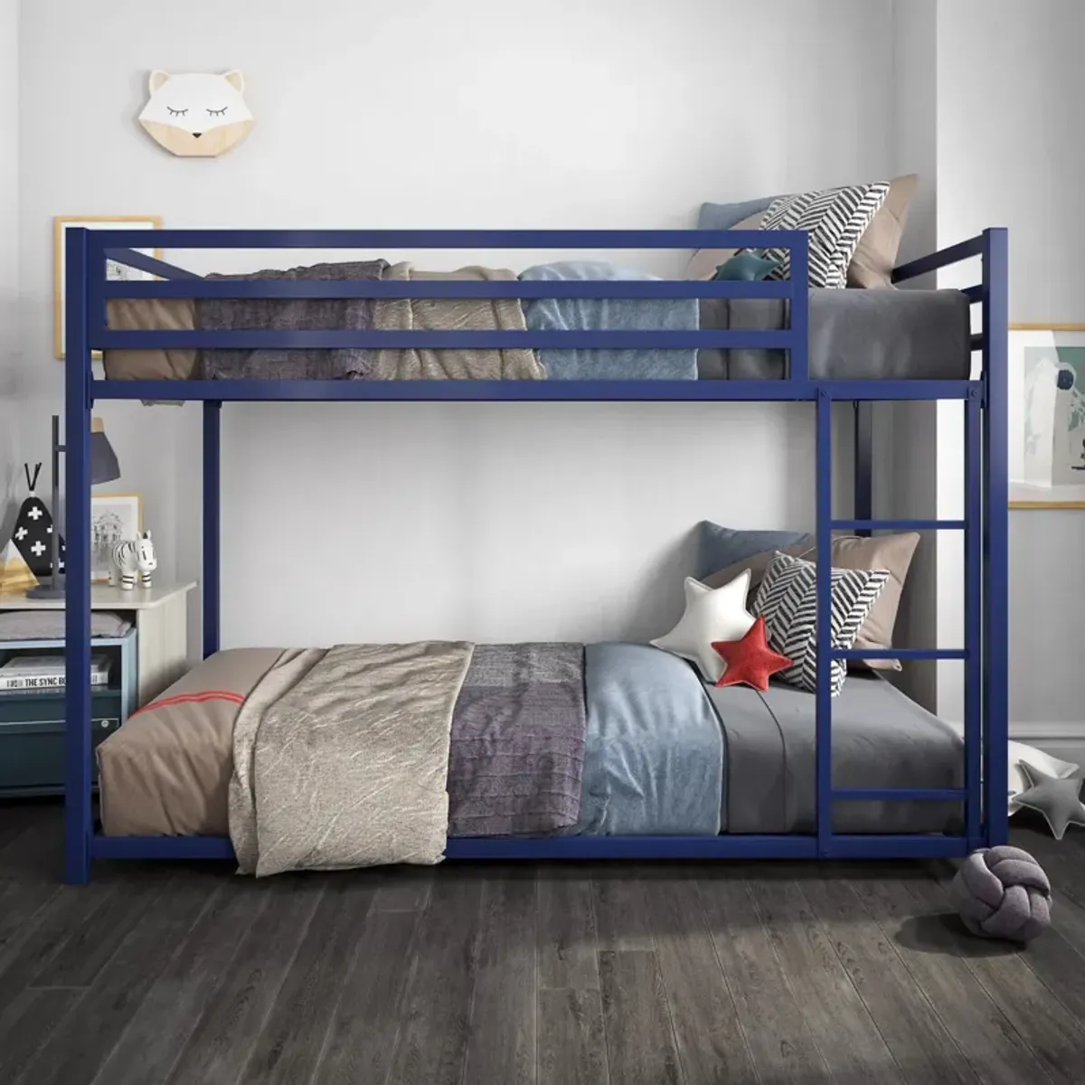 Miles Twin Over Twin Metal Bunk Bed with Metal Slats and Integrated Ladder