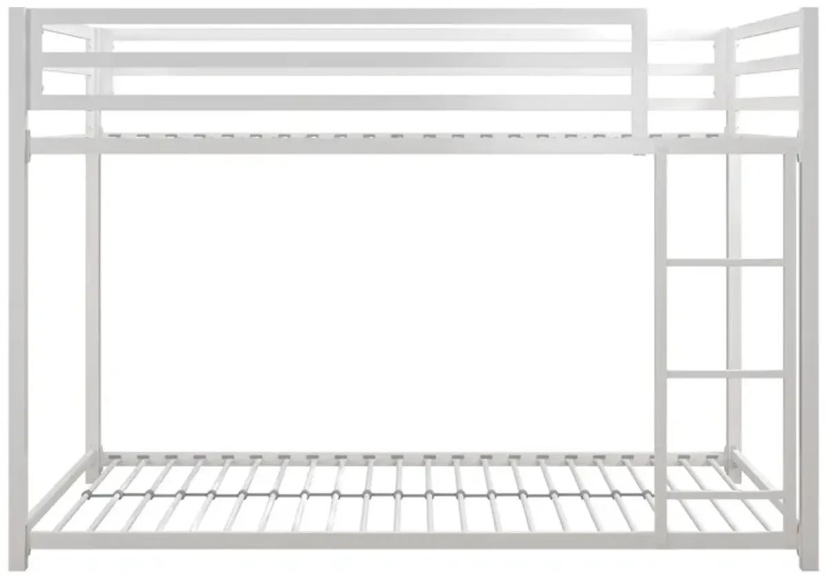 Miles Twin Over Twin Metal Bunk Bed with Metal Slats and Integrated Ladder