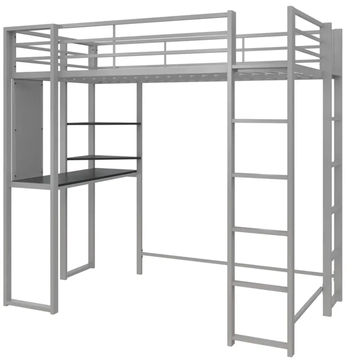 Abode Metal Loft Bed with Built in Desk and Storage Space