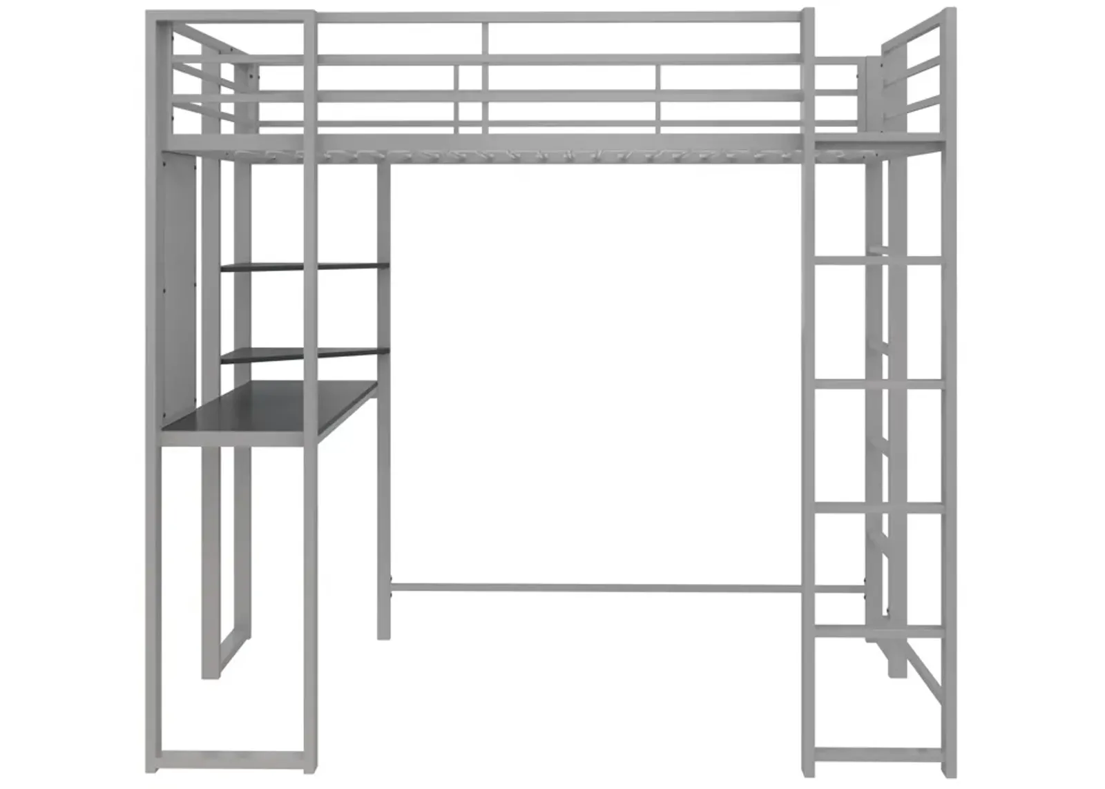 Abode Metal Loft Bed with Built in Desk and Storage Space