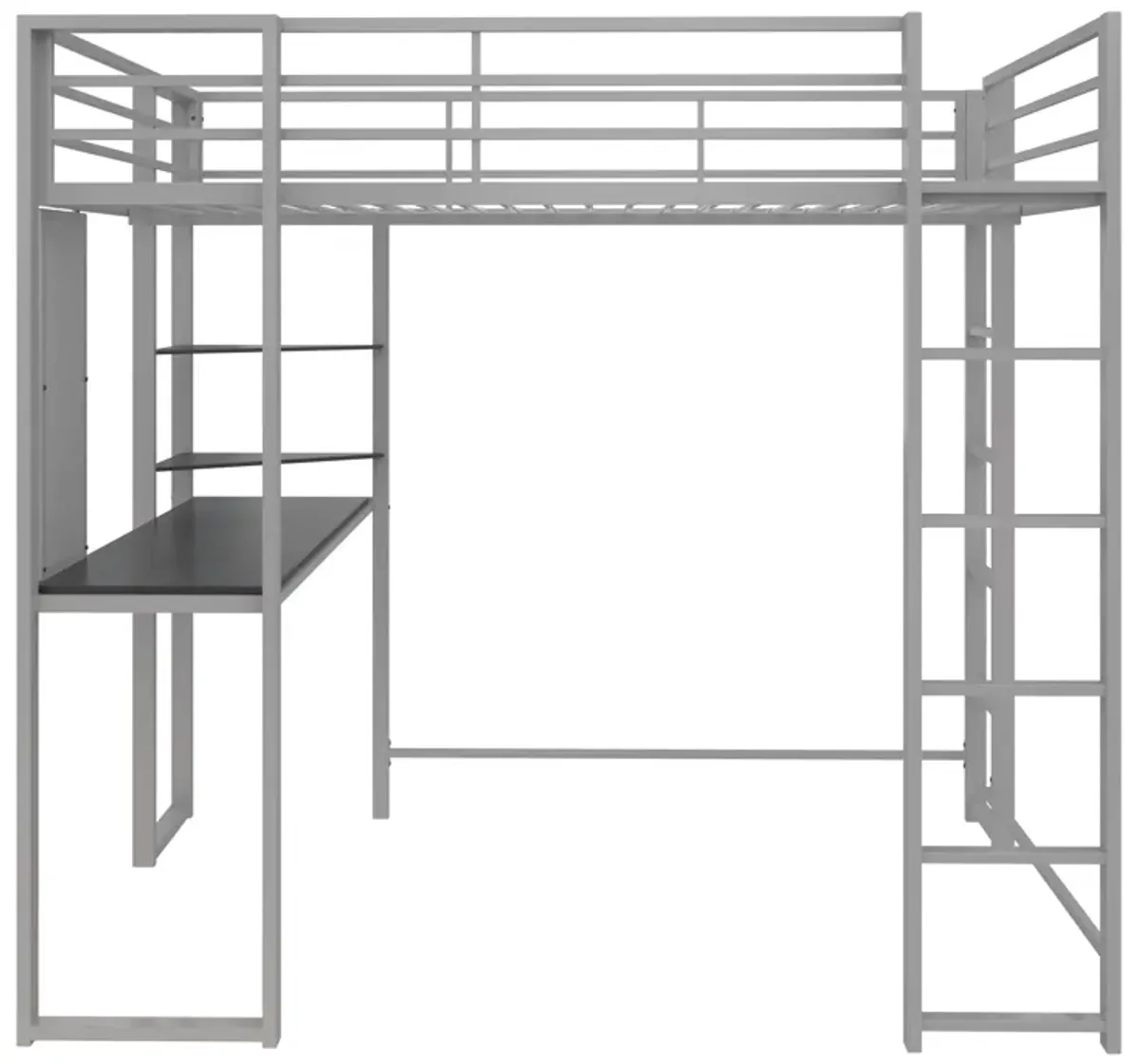 Abode Metal Loft Bed with Built in Desk and Storage Space