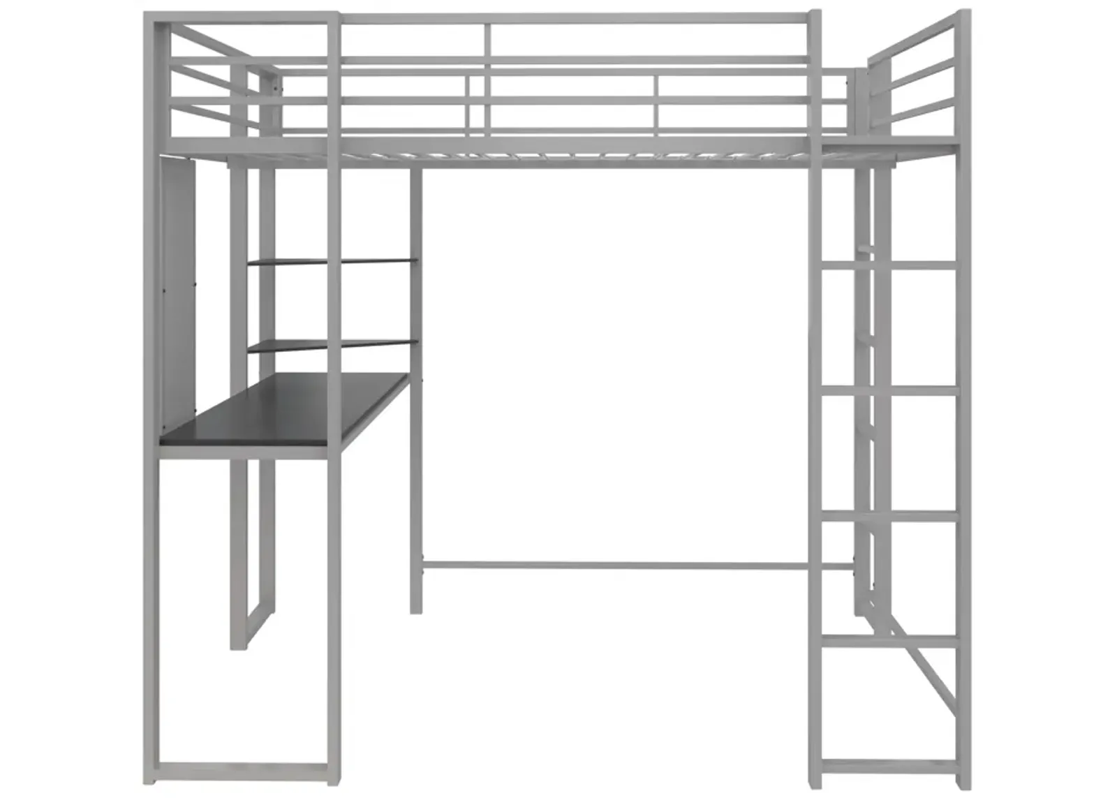 Abode Metal Loft Bed with Built in Desk and Storage Space