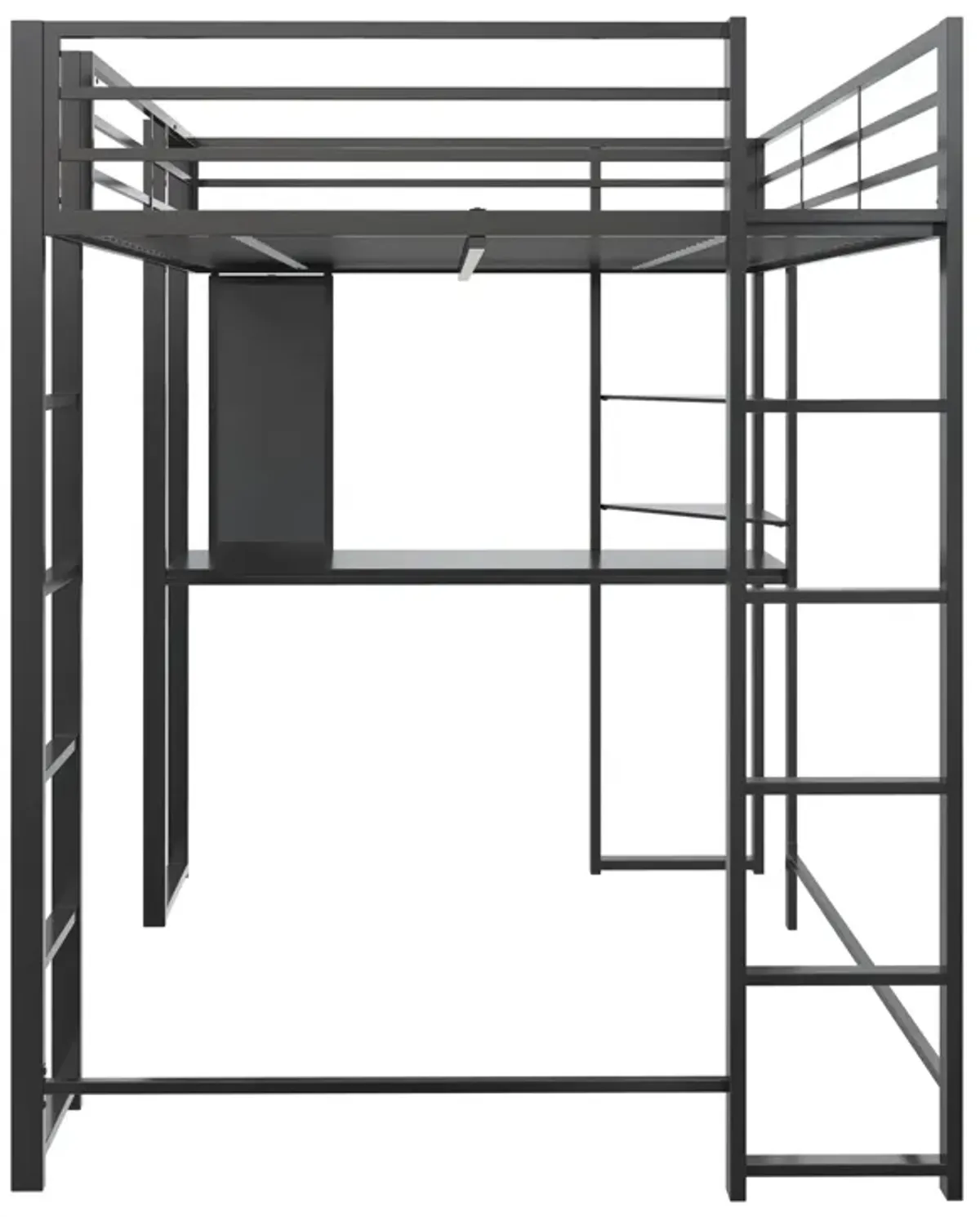 Abode Metal Loft Bed with Built in Desk and Storage Space