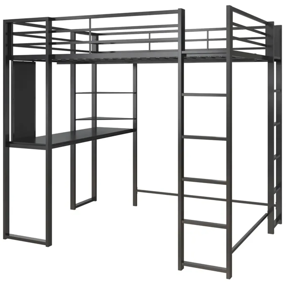 Abode Metal Loft Bed with Built in Desk and Storage Space