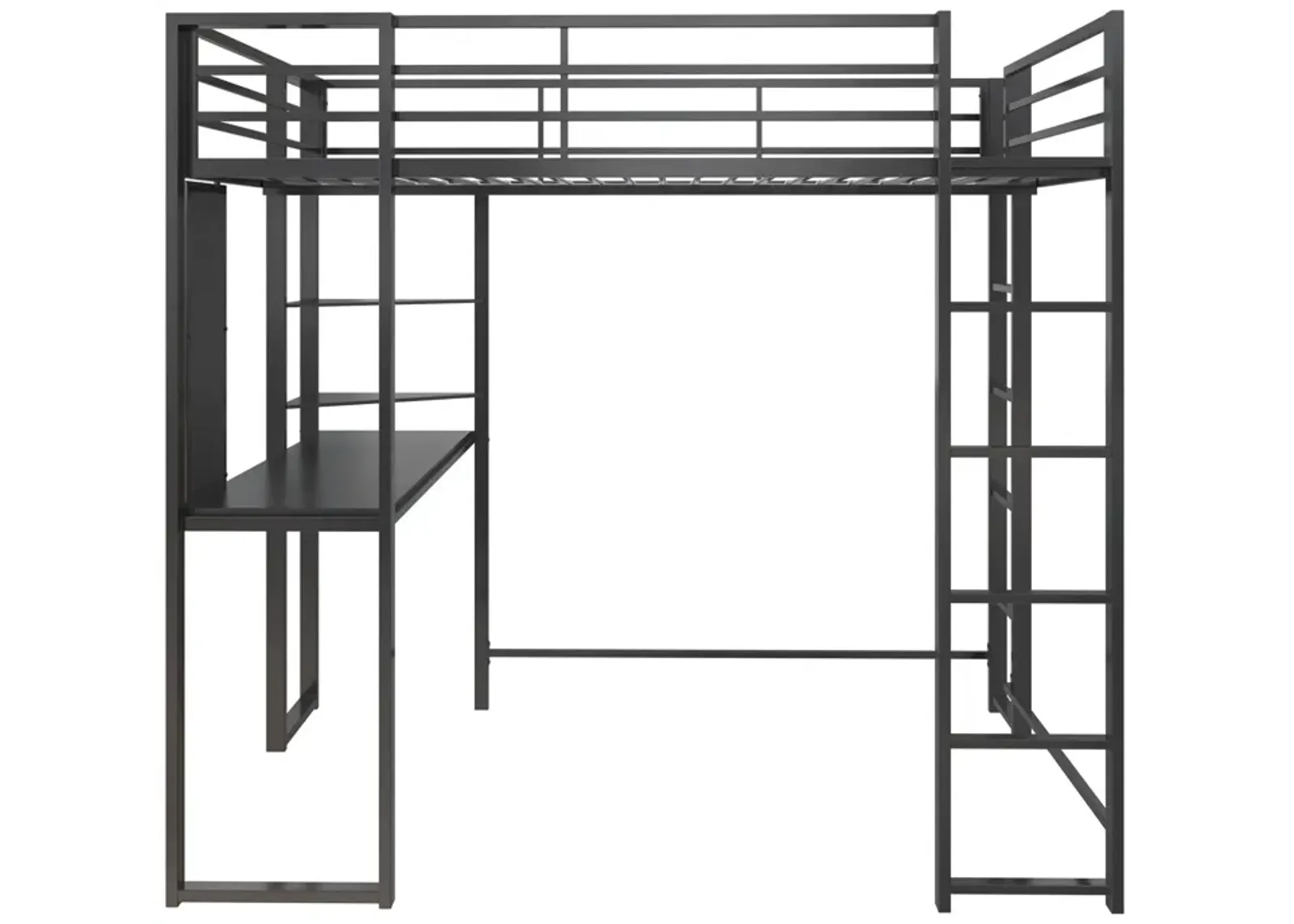 Abode Metal Loft Bed with Built in Desk and Storage Space