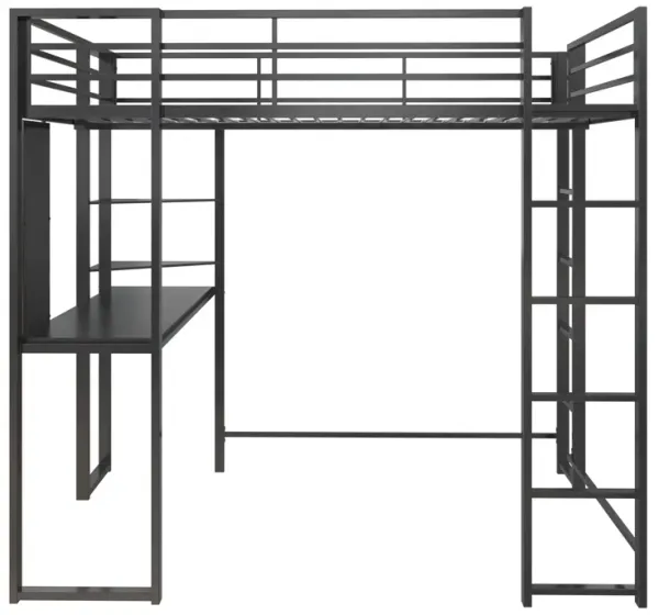 Abode Metal Loft Bed with Built in Desk and Storage Space