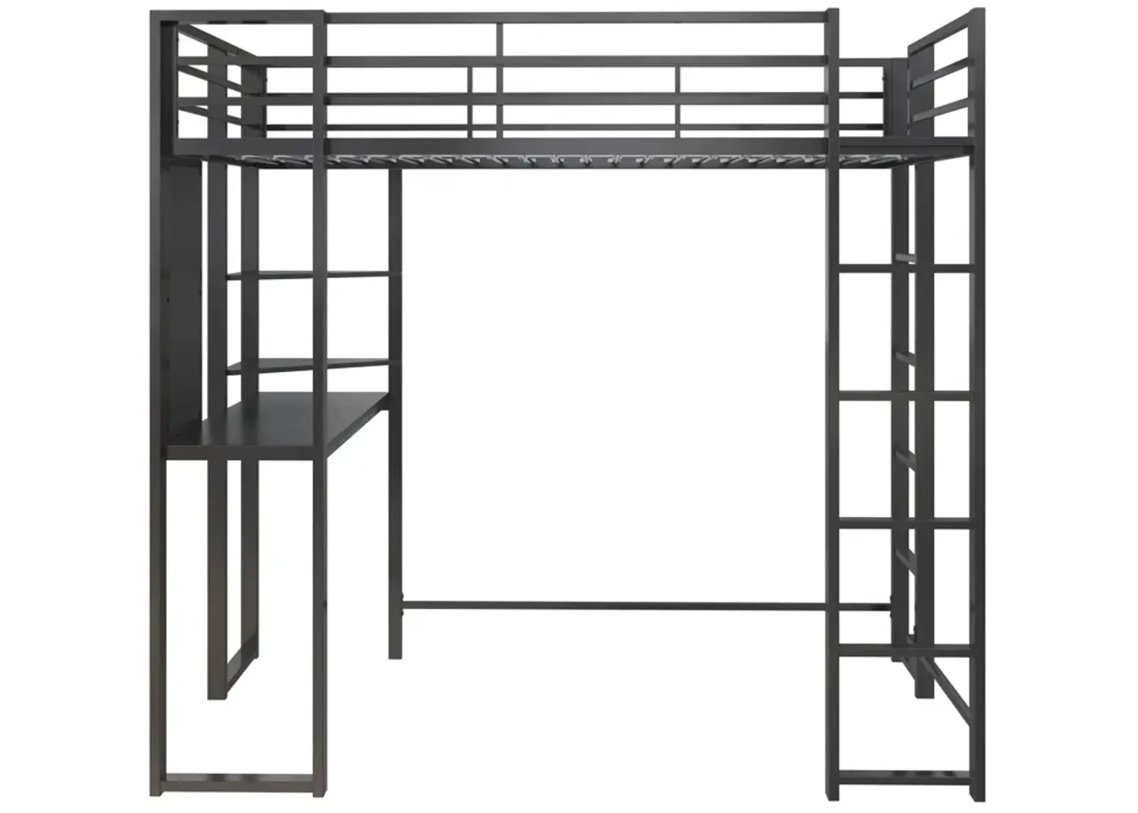 Abode Metal Loft Bed with Built in Desk and Storage Space