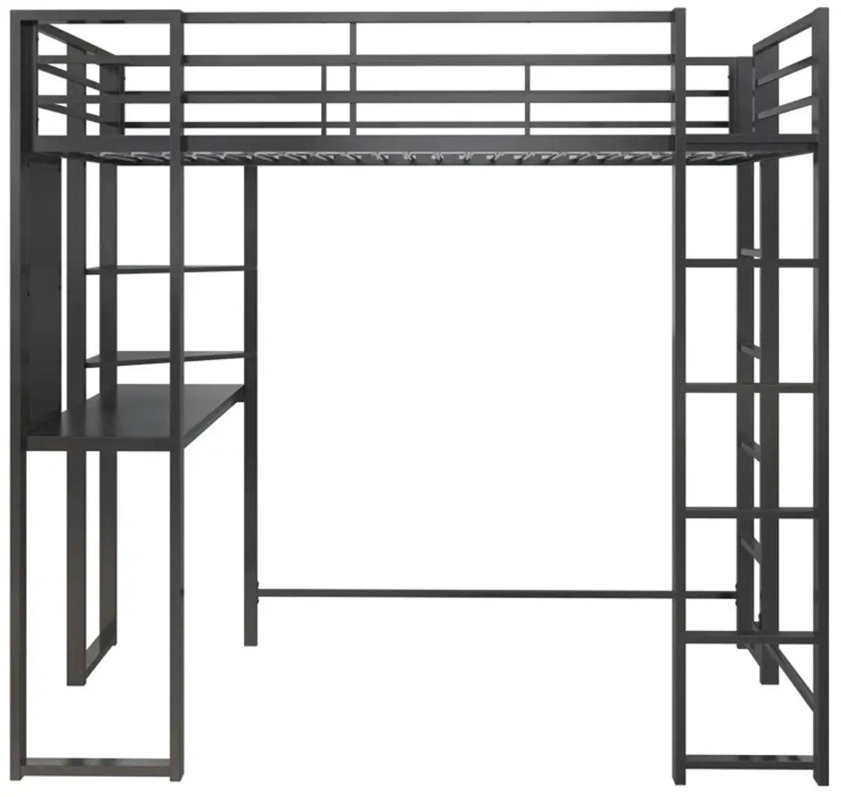 Abode Metal Loft Bed with Built in Desk and Storage Space