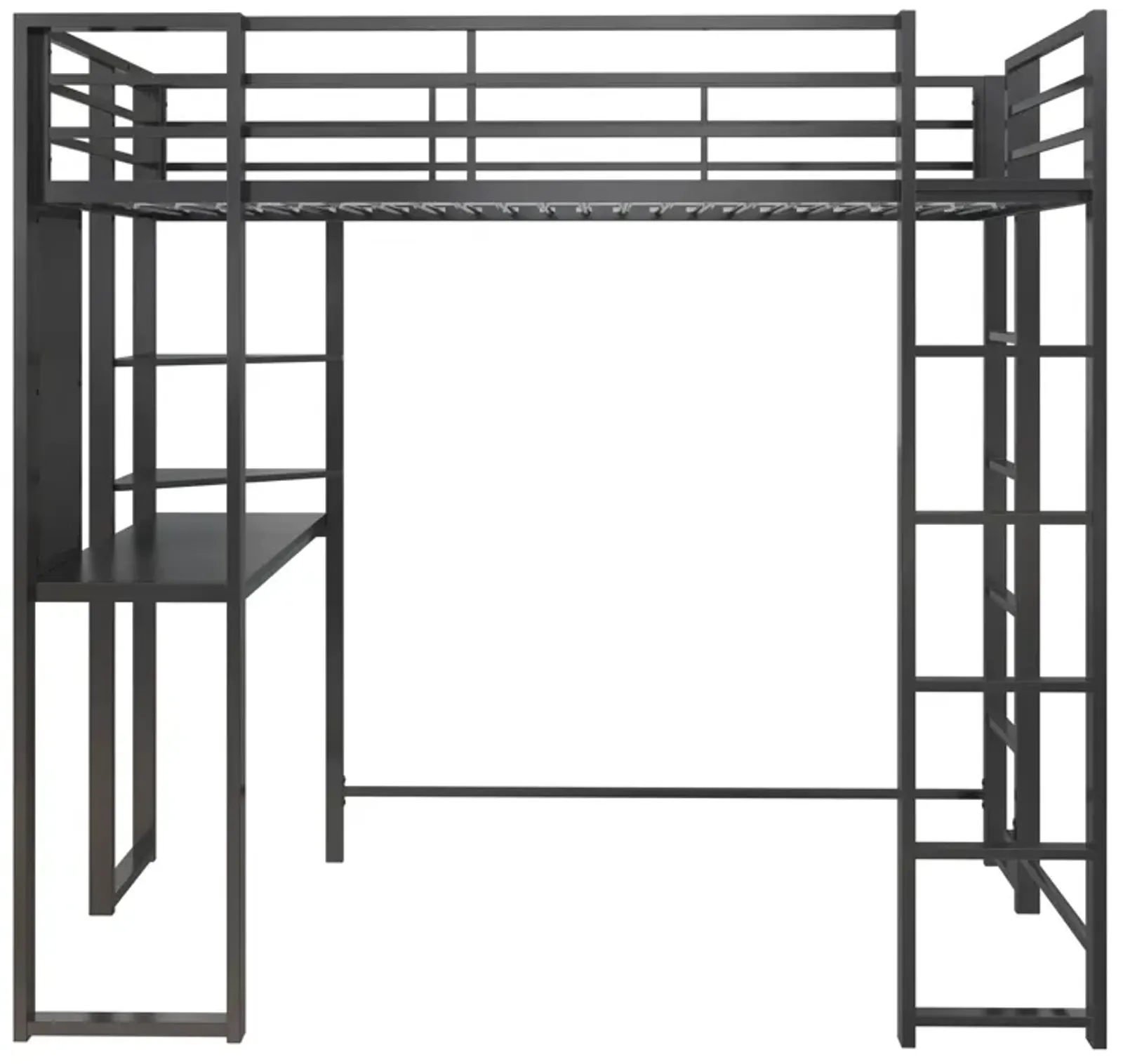 Abode Metal Loft Bed with Built in Desk and Storage Space