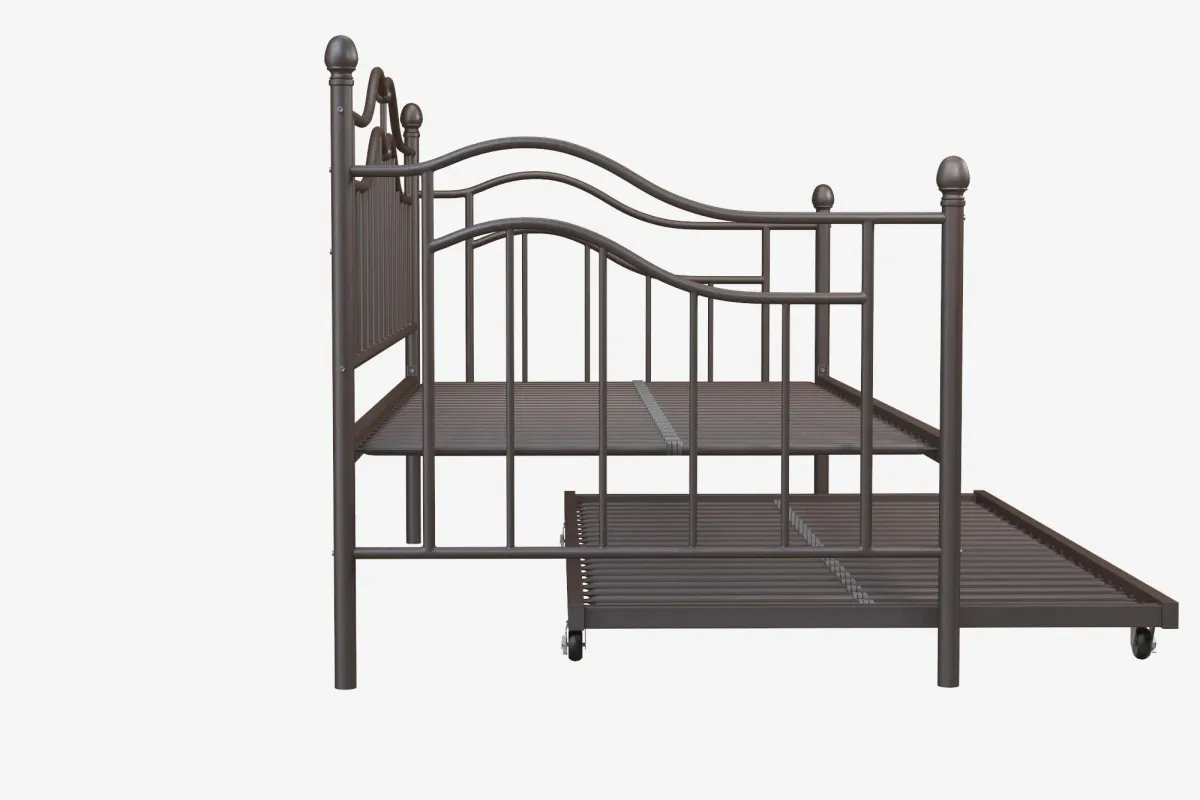 Tokyo Metal Daybed and Trundle Set with Metal Slats