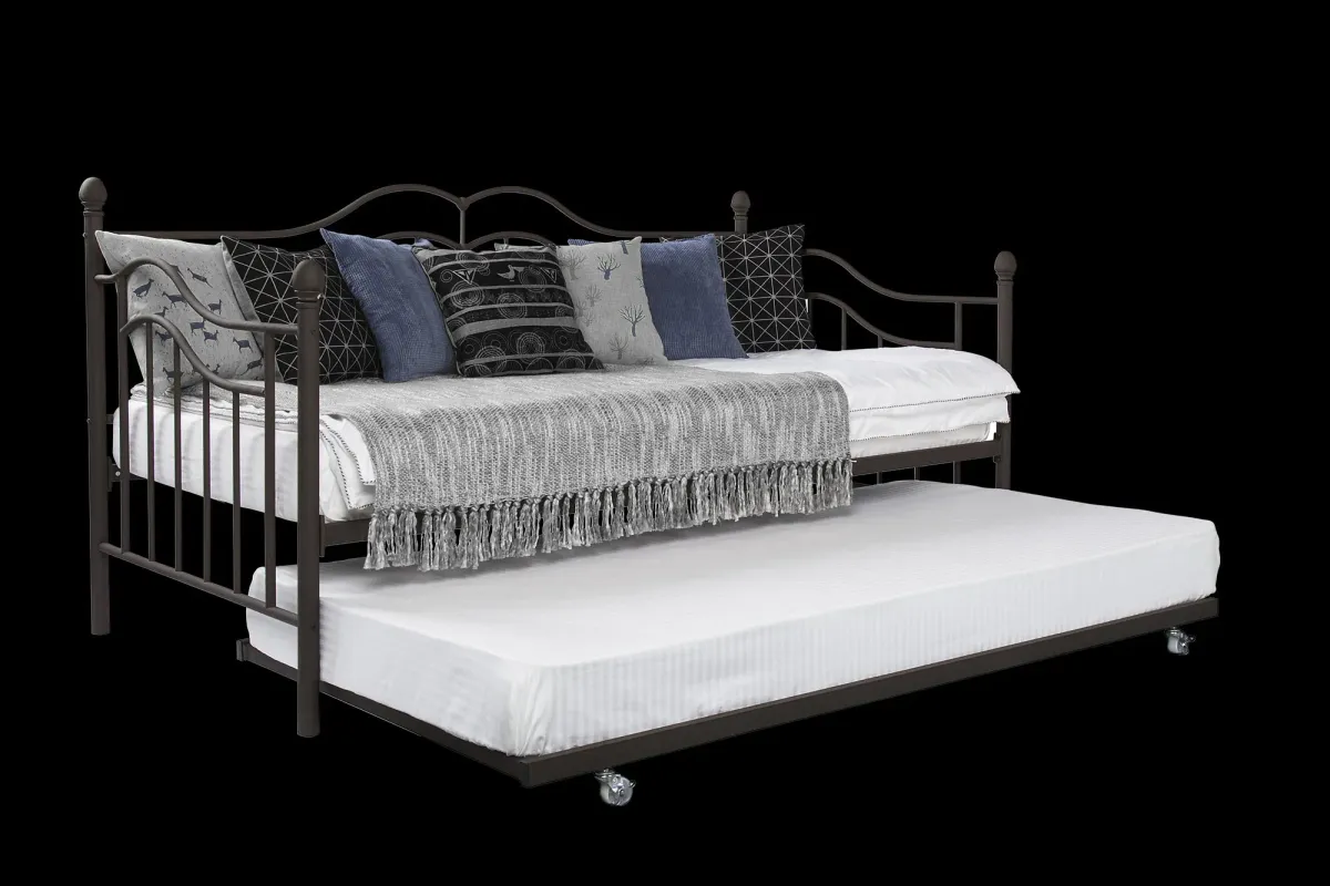 Tokyo Metal Daybed and Trundle Set with Metal Slats