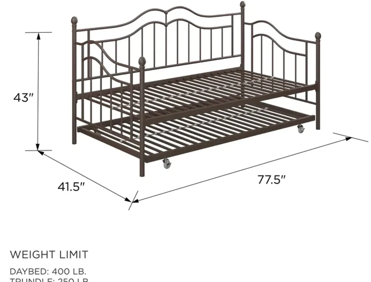 Tokyo Metal Daybed and Trundle Set with Metal Slats