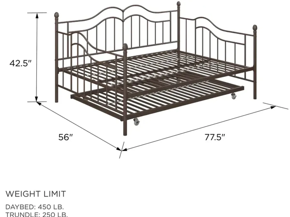 Tokyo Metal Daybed and Trundle Set with Metal Slats