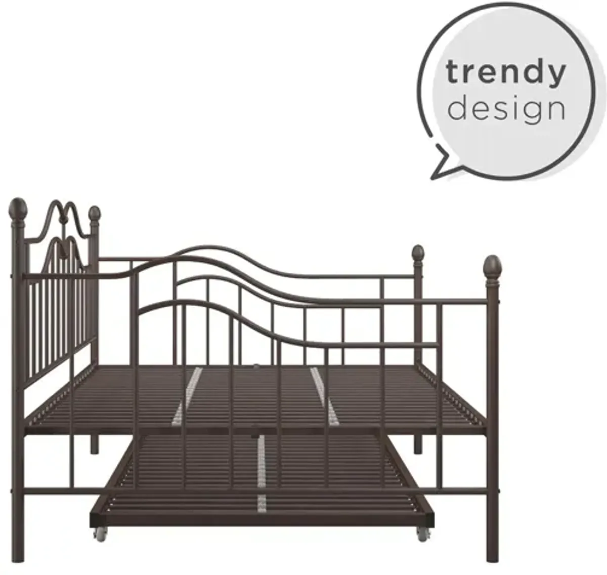 Tokyo Metal Daybed and Trundle Set with Metal Slats