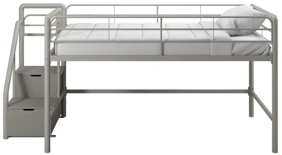 San Junior Low-Height Twin Loft Bed with Storage Steps