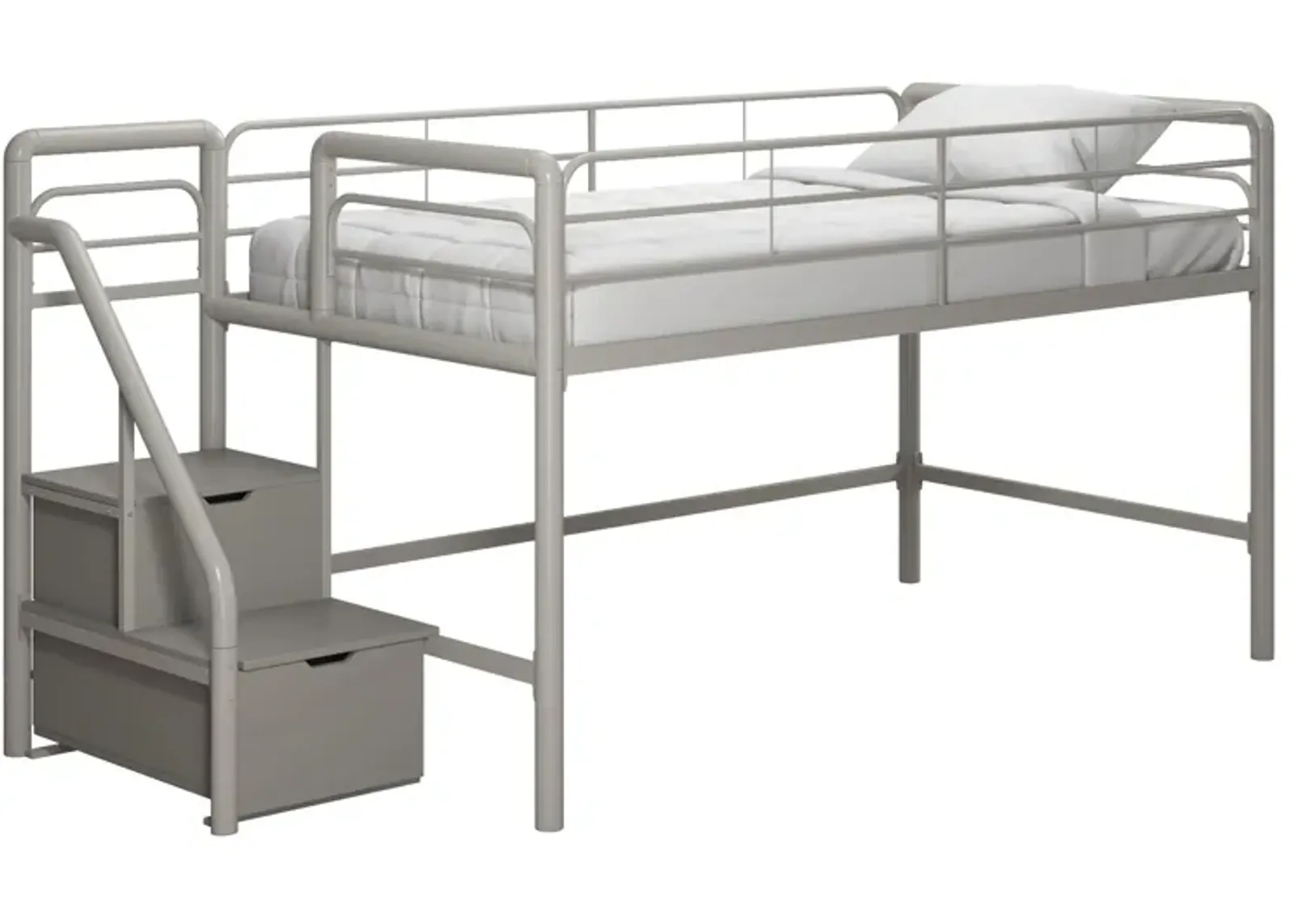 San Junior Low-Height Twin Loft Bed with Storage Steps