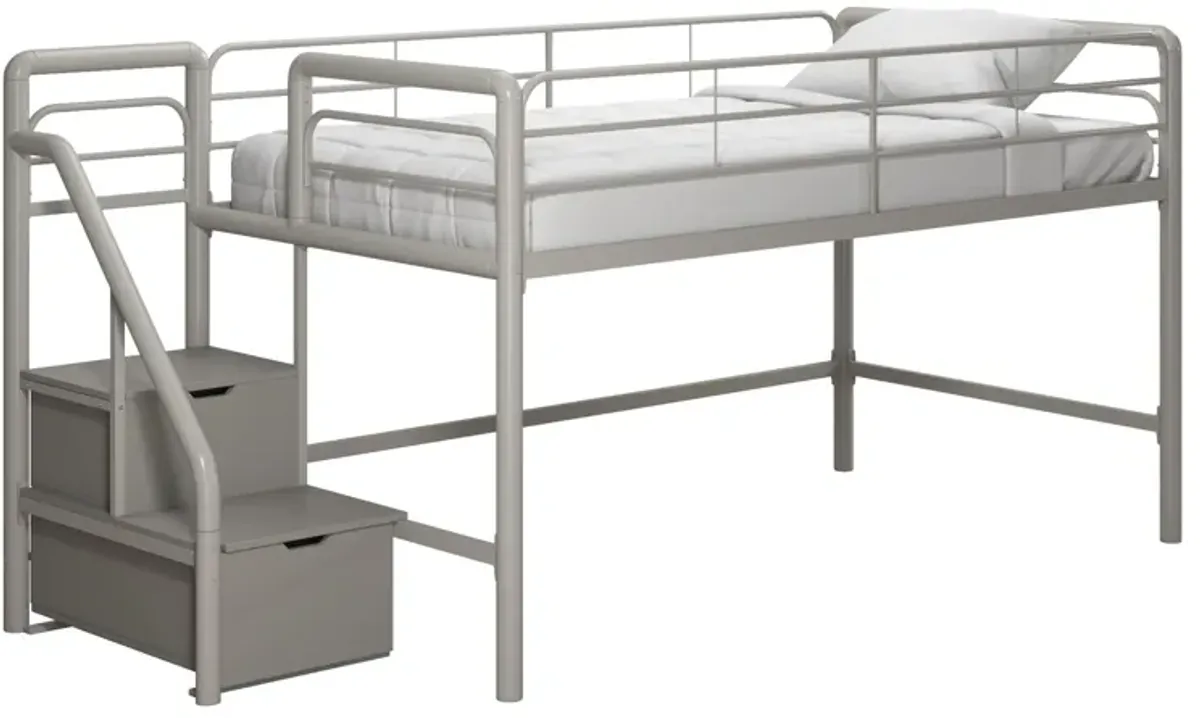 San Junior Low-Height Twin Loft Bed with Storage Steps