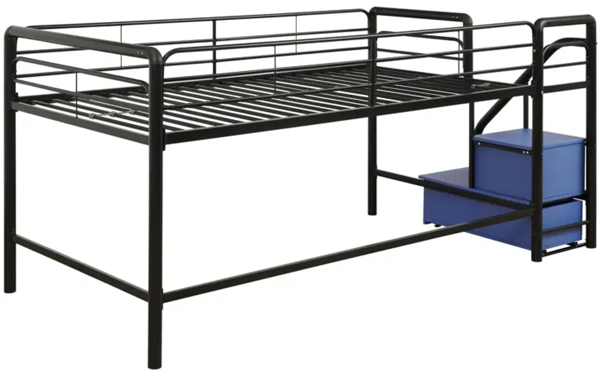 San Junior Low-Height Twin Loft Bed with Storage Steps